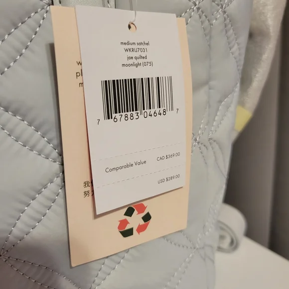 KATE SPADE NY MEDIUM QUILTED TOTE BAG WITH CROSSBODY STRAP POWDER BLUE COLOR BNW - Picture 4 of 12